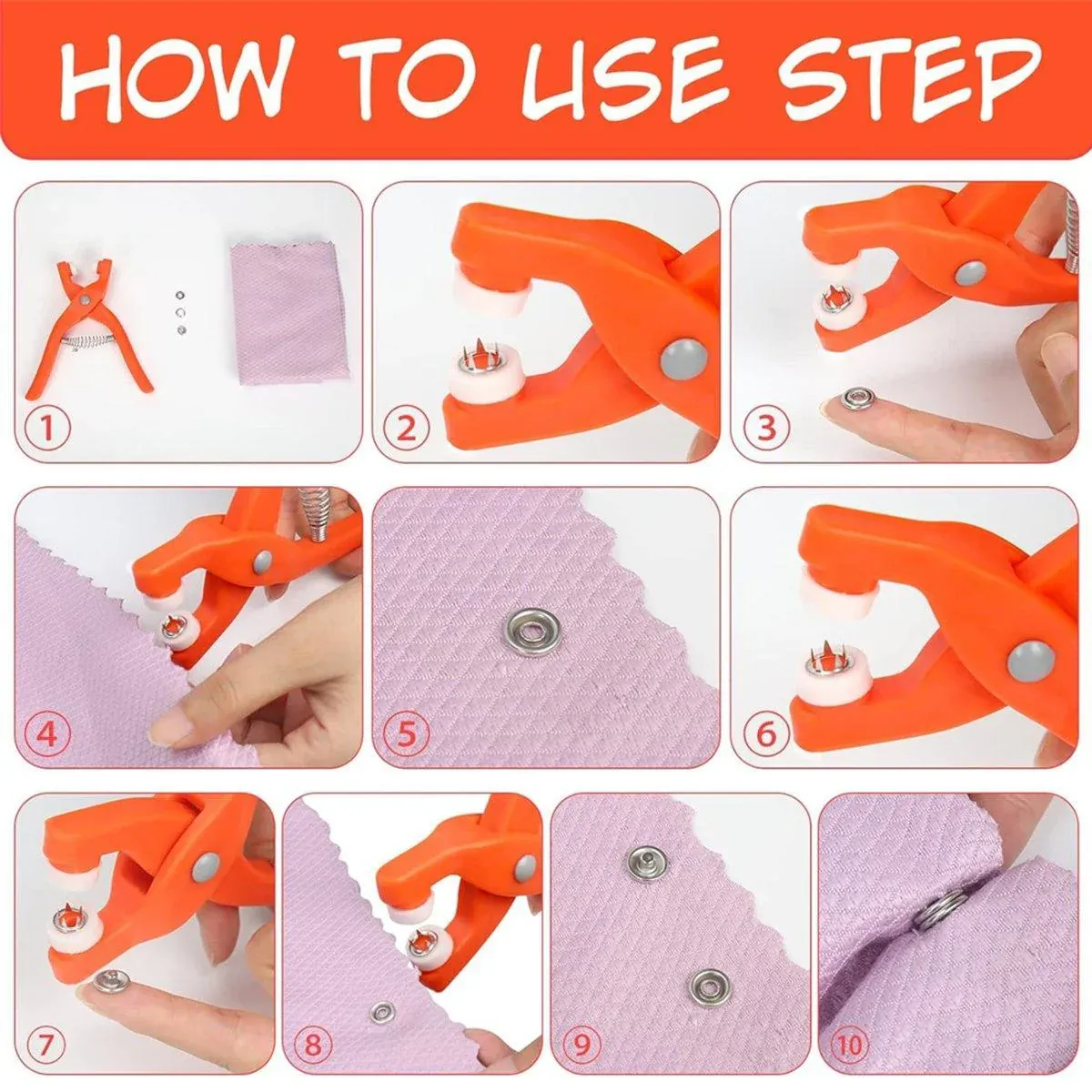 Snap Button Installation Tool Pliers Set Fastener Press Stud Kit Sewing Tool - Image 5