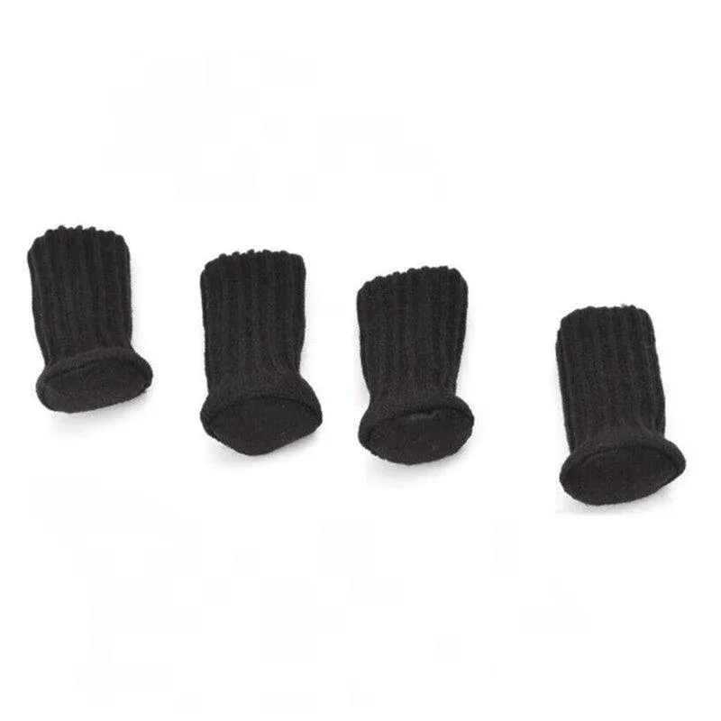24Pcs Knitted Table Chair Leg Socks Sleeve Floor Protector Furniture Feet Covers - Black - Image 1