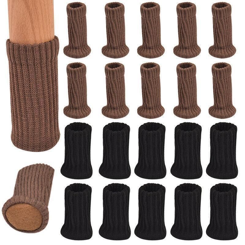 24Pcs Knitted Table Chair Leg Socks Sleeve Floor Protector Furniture Feet Covers - Black - Image 4