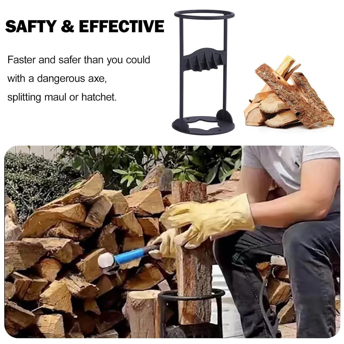 Manual Firewood Splitter Heavy Duty Log Wood Splitting Cutter Kindling Cracker - Image 4