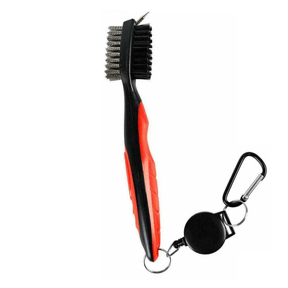 Golf Cleaning Brush Retractable Stock Color Groove Cleaner With Reel Club Ball - Black - Image 2