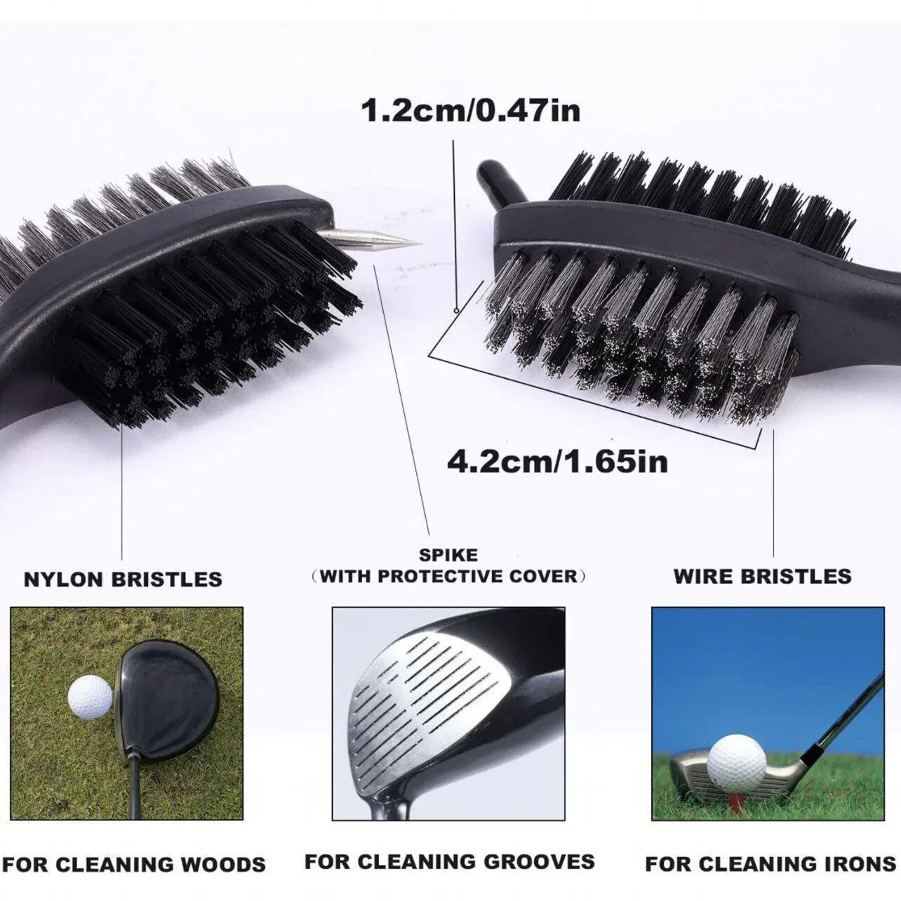 Golf Cleaning Brush Retractable Stock Color Groove Cleaner With Reel Club Ball - Blue - Image 5
