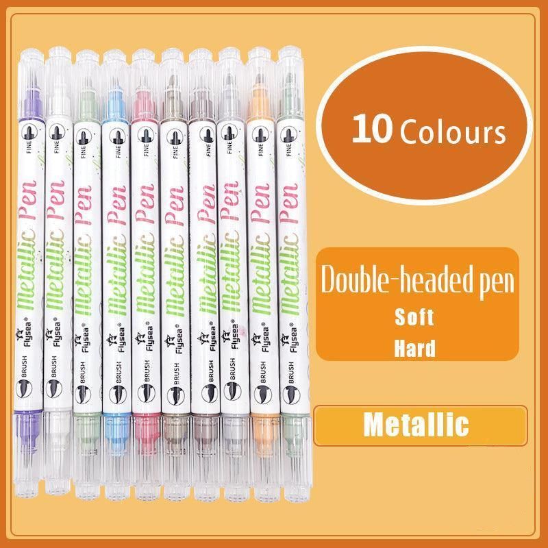 10-Color Set Double Head Shimmer Marker Pens for Albums & Doodles - 10-Colour Set - Image 1