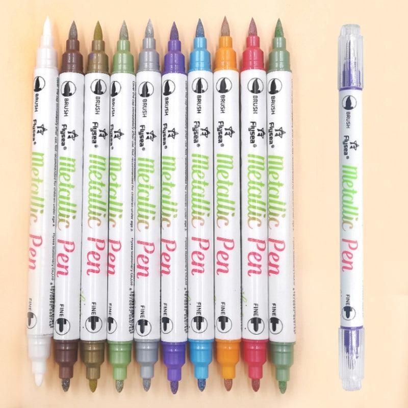 10-Color Set Double Head Shimmer Marker Pens for Albums & Doodles - 10-Colour Set - Image 3