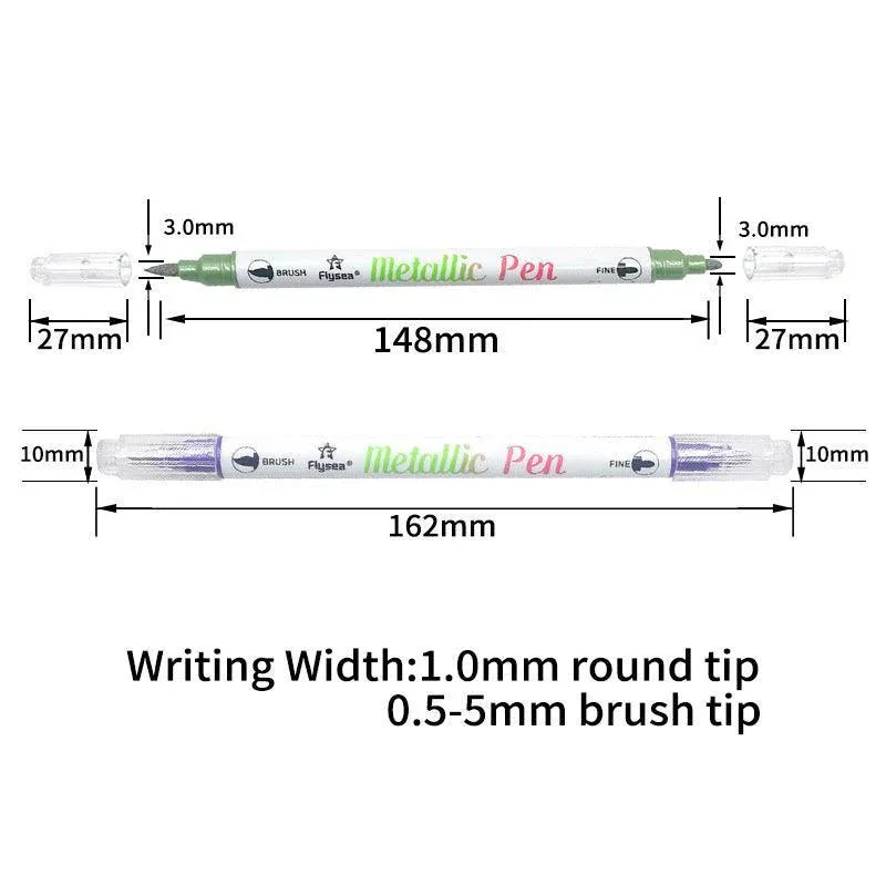 10-Color Set Double Head Shimmer Marker Pens for Albums & Doodles - 10-Colour Set - Image 4