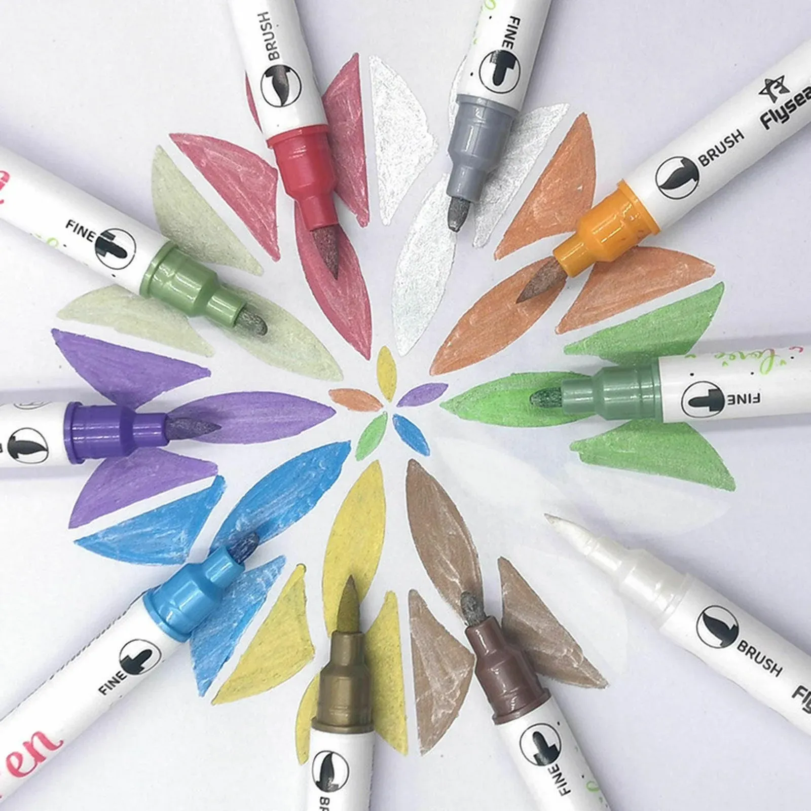 10-Color Set Double Head Shimmer Marker Pens for Albums & Doodles - 10-Colour Set - Image 5