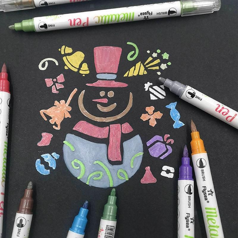 10-Color Set Double Head Shimmer Marker Pens for Albums & Doodles - 10-Colour Set - Image 6