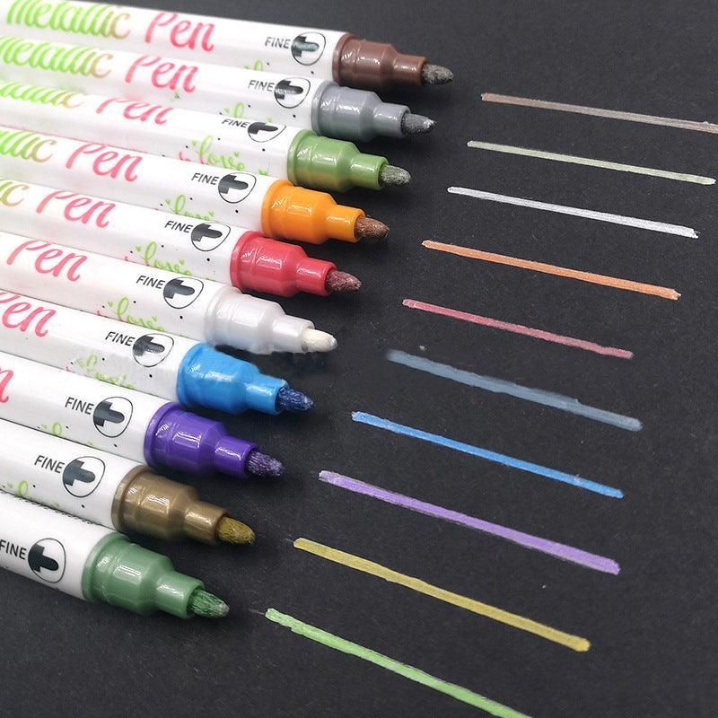 10-Color Set Double Head Shimmer Marker Pens for Albums & Doodles - 10-Colour Set - Image 7