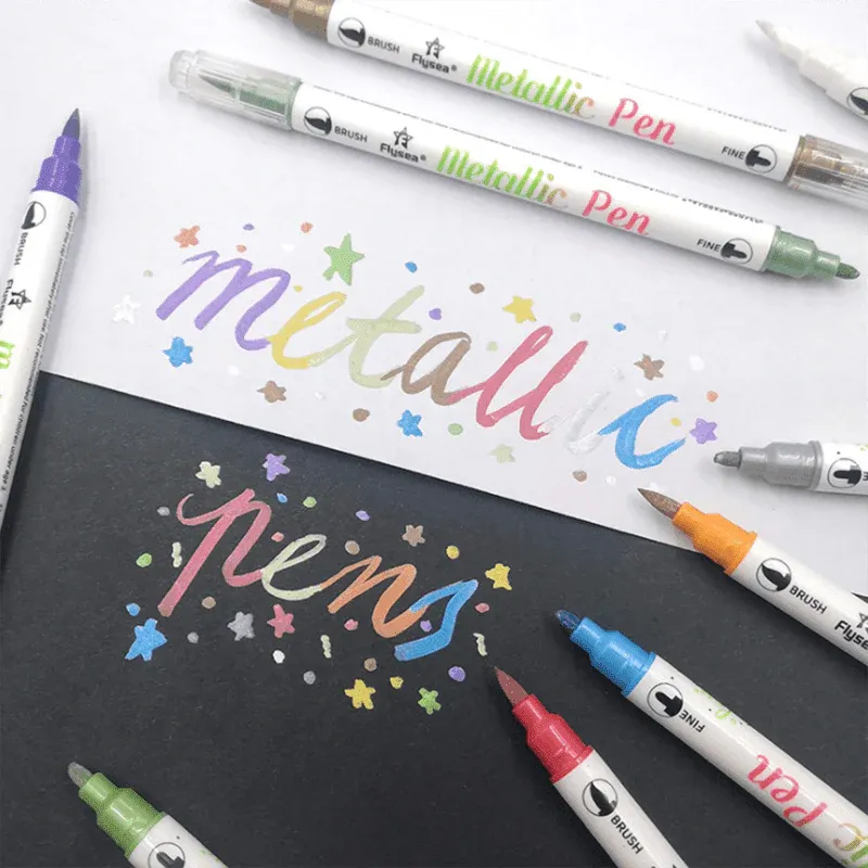 10-Color Set Double Head Shimmer Marker Pens for Albums & Doodles - 10-Colour Set - Image 8