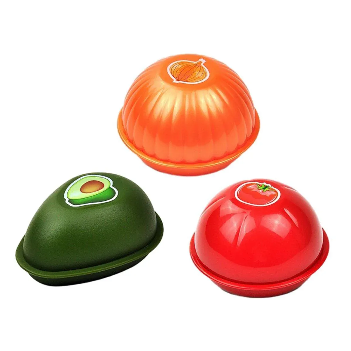 3X Plastic Fruit Vegetable Storage Container Avocado Tomato Lemon Onion Box and Lid - Image 2