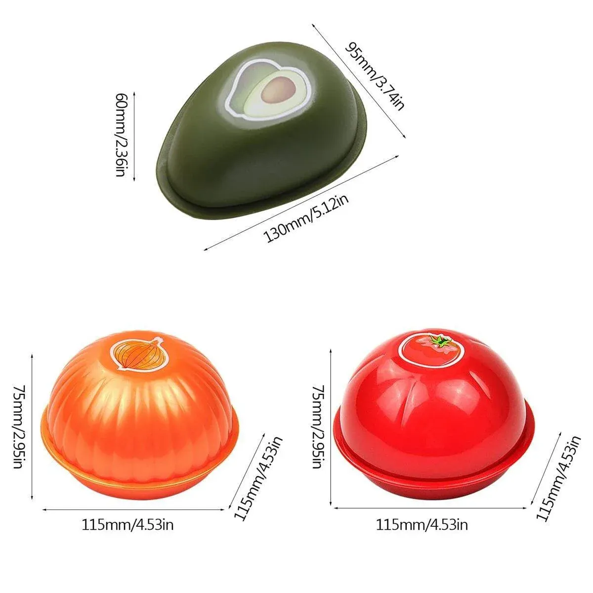 3X Plastic Fruit Vegetable Storage Container Avocado Tomato Lemon Onion Box and Lid - Image 3