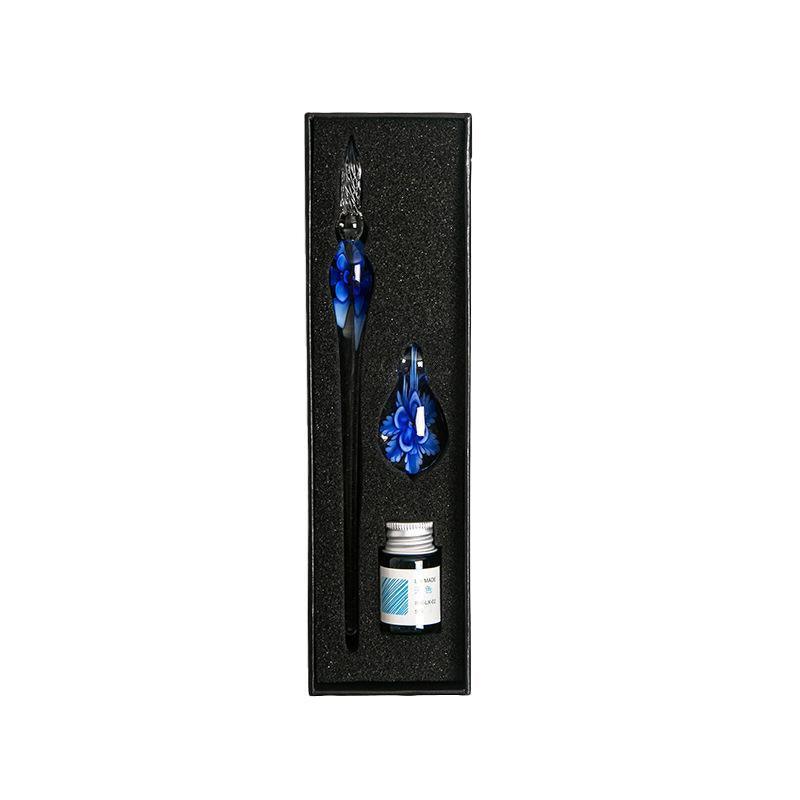 Crystal Flower Glass Dipping Dip Pen Writing Set Gift Pack Fountain Calligraphy - Yellow - Image 6