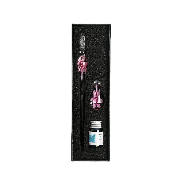 Crystal Flower Glass Dipping Dip Pen Writing Set Gift Pack Fountain Calligraphy - Yellow - Image 8