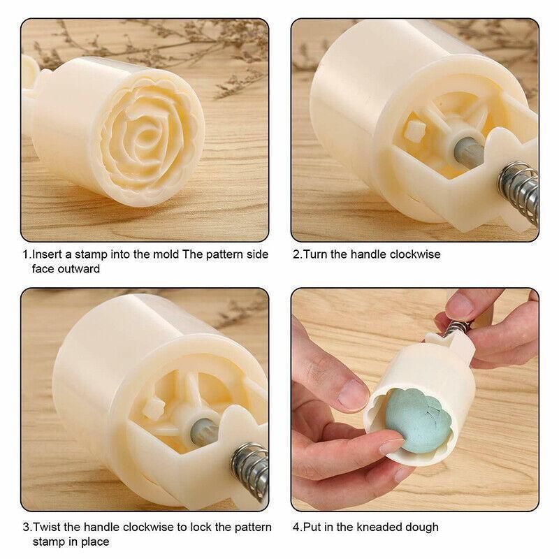 Mooncake Decor Cookies Round Pastry Moon Cake Diy Flower Stamps Mold Mould Au - Image 3