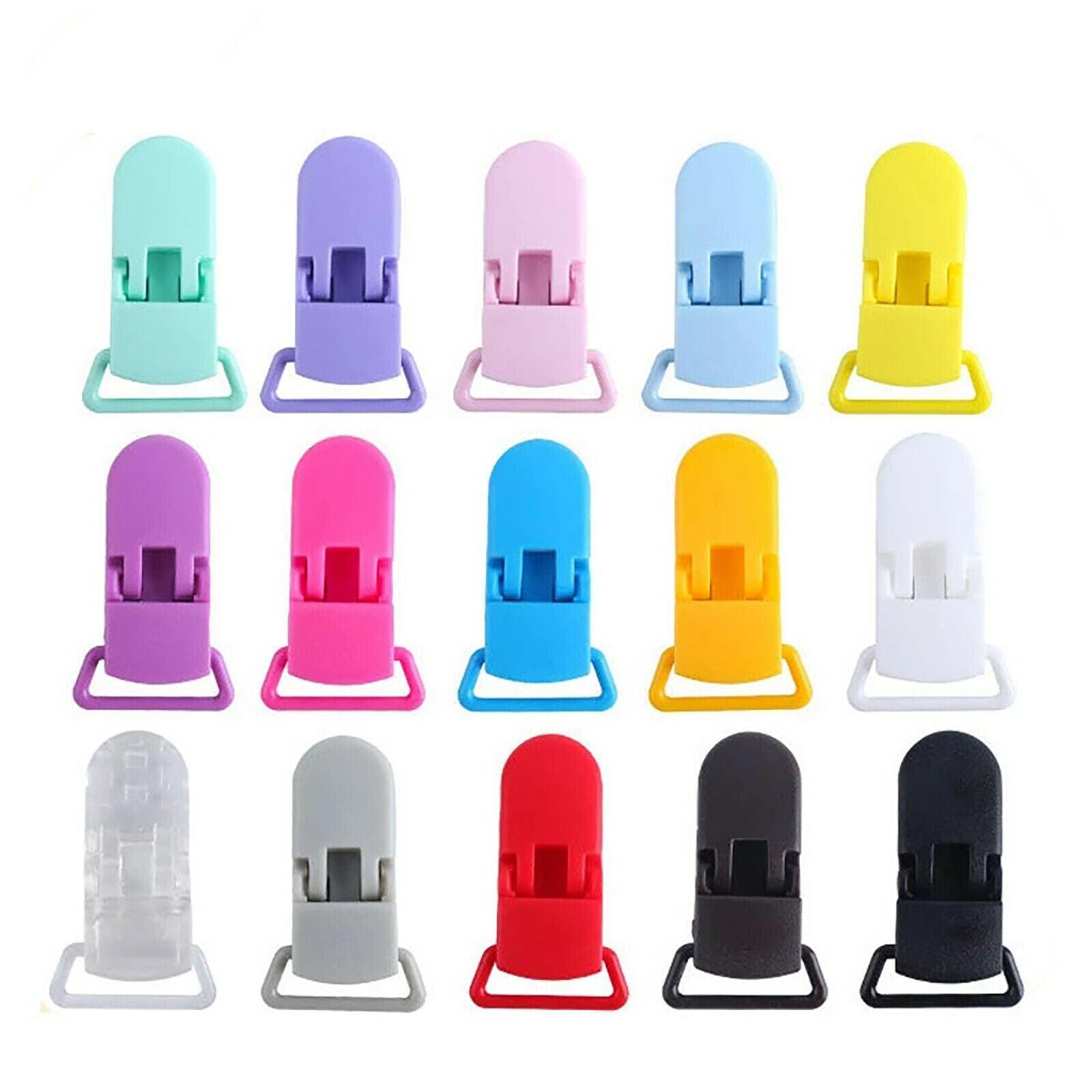 60 Random Colored Plastic Pacifier Dummy Clip Suspender Badge Holder for Crafts - Image 2
