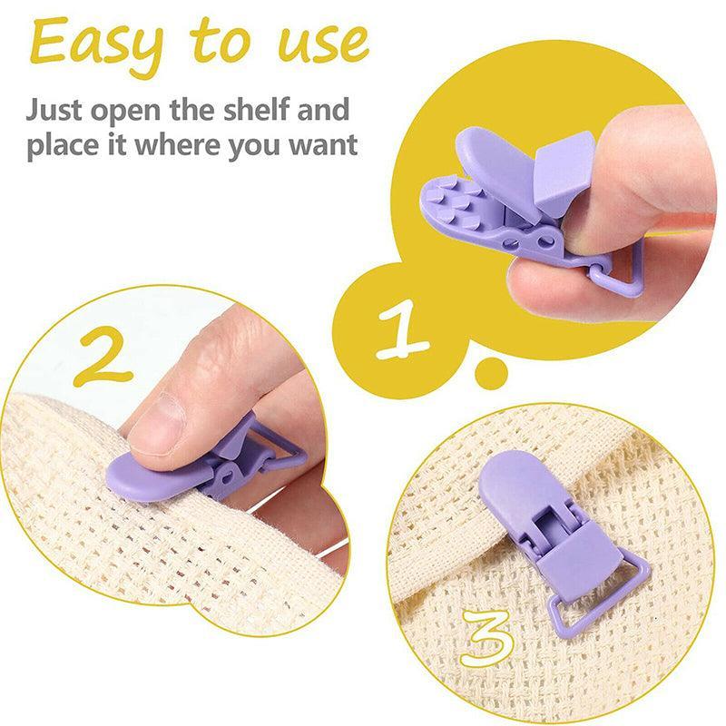 60 Random Colored Plastic Pacifier Dummy Clip Suspender Badge Holder for Crafts - Image 5