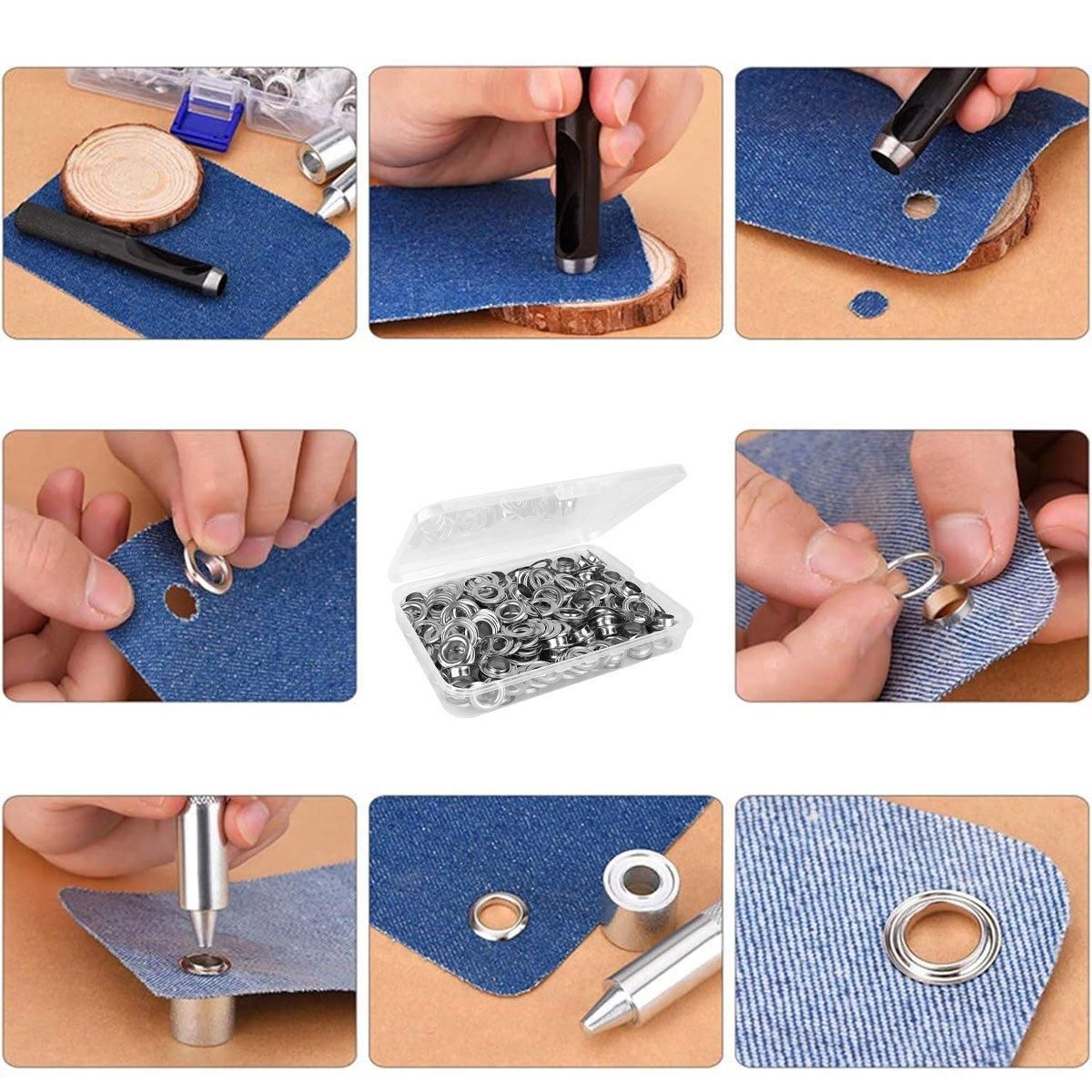 200 Sets 12mm Copper Metal Eyelet Grommet Tent Tarp Tool Tarpaulin Installation - Image 7