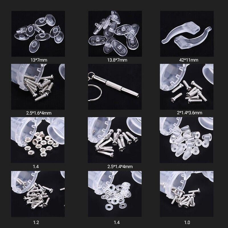 Eyeglass Sun Glasses Optical Repair Tool Screw Nut Nose Pad Assortment Set Kit - Image 5