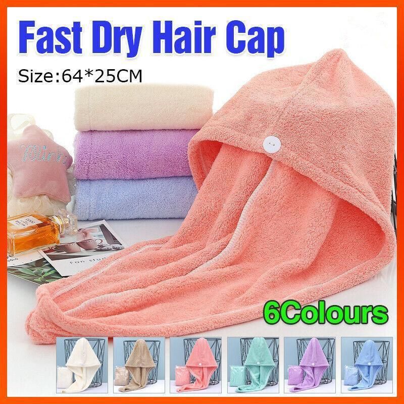 Fast Dry Hair Cap Wrap Towel Quick Drying Turban Bath Head Magic Wrap Hat Spa Au - Pink - Image 1