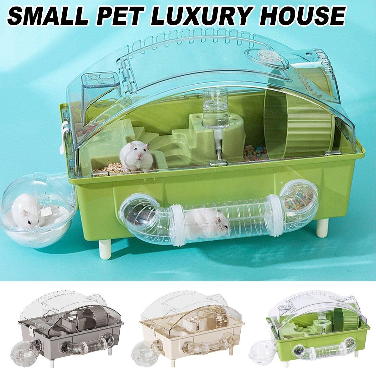 Acrylic Hamster Large Cage Luxury Villa House Playing House for Small Animals - Beige - Image 1