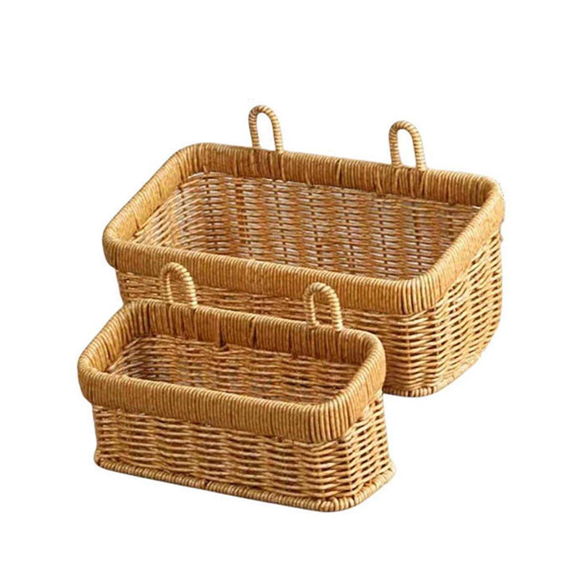 Wall-Mounted Rattan Style Hanging Storage Basket Kitchen Vegetable Fruit Basket - Small - Image 2