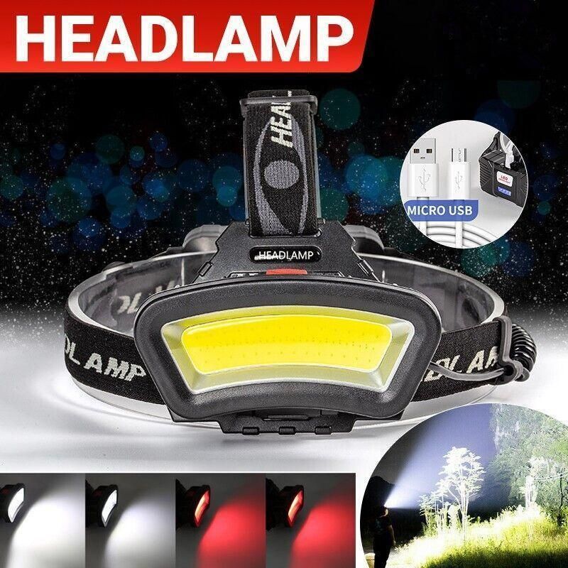 100000Lm USB Rechargeable COB+LED Headlamp Torch for Work - Image 1