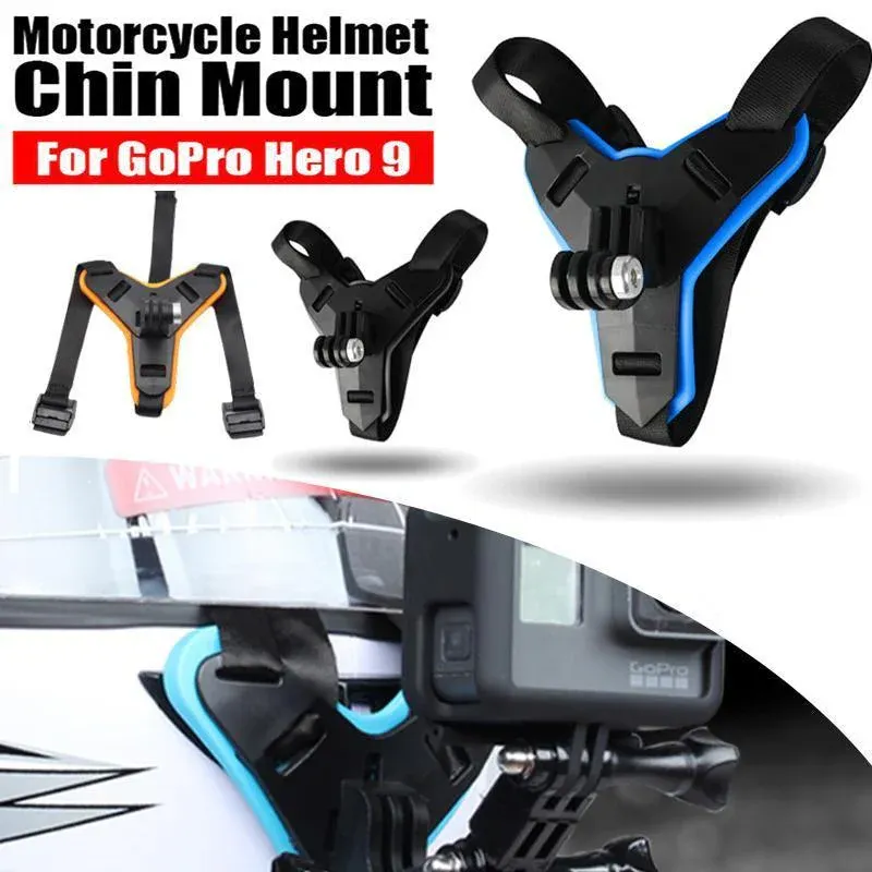 Helmet Chin Mount Holder Motorcycle Strap For GoPro Hero 9/8/7/6/5 Sports Camera - Black - Image 1