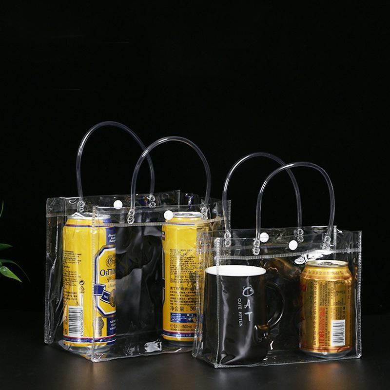 100x PVC Transparent Gift Tote Bag with Snap Button for Packaging - 20*16*8cm - Image 4