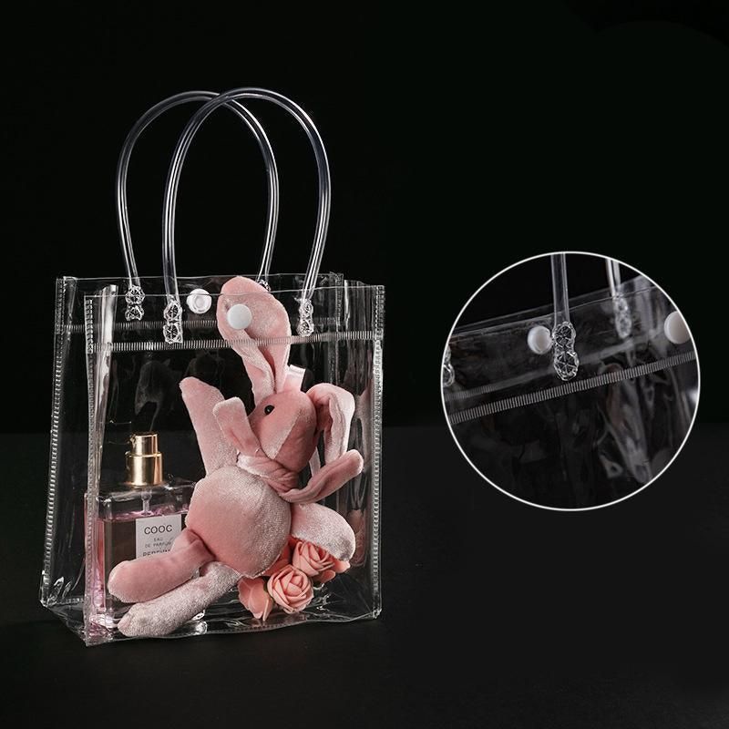 100x PVC Transparent Gift Tote Bag with Snap Button for Packaging - 20*16*8cm - Image 5