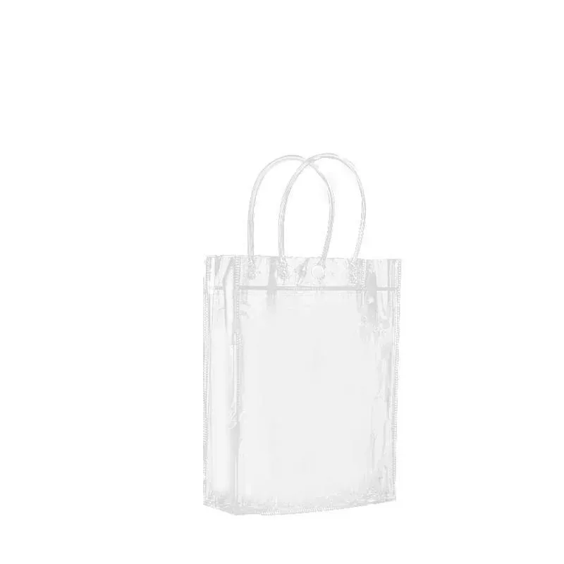 100x PVC Transparent Gift Tote Bag with Snap Button for Packaging - 20*16*8cm - Image 8