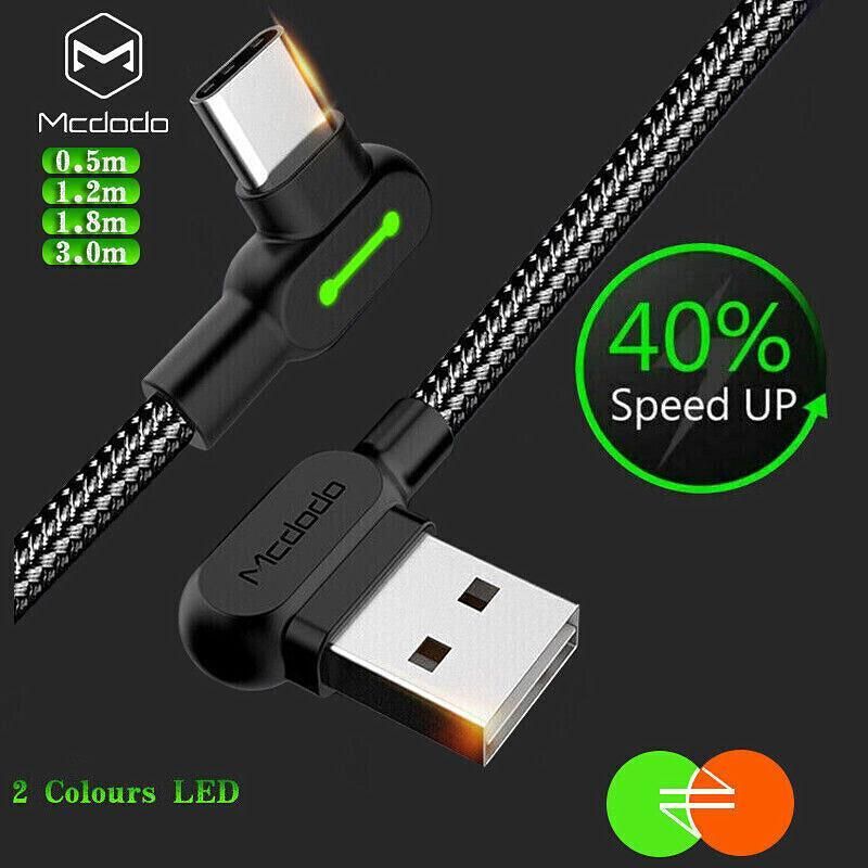 Mcdodo Fast Usb Cable Heavy Duty Charging Syn Charger Type-C 90 Degree Angle - 1.2m - Image 1