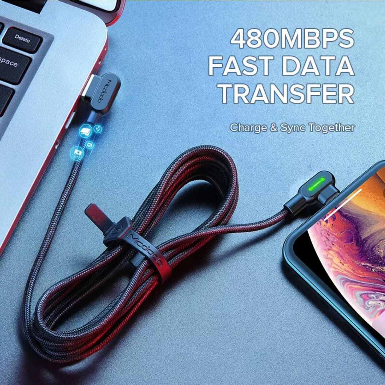 Mcdodo Fast Usb Cable Heavy Duty Charging Syn Charger Type-C 90 Degree Angle - 1.2m - Image 4
