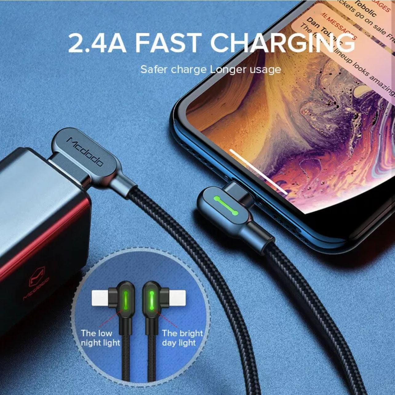 Mcdodo Fast Usb Cable Heavy Duty Charging Syn Charger Type-C 90 Degree Angle - 1.8m - Image 3