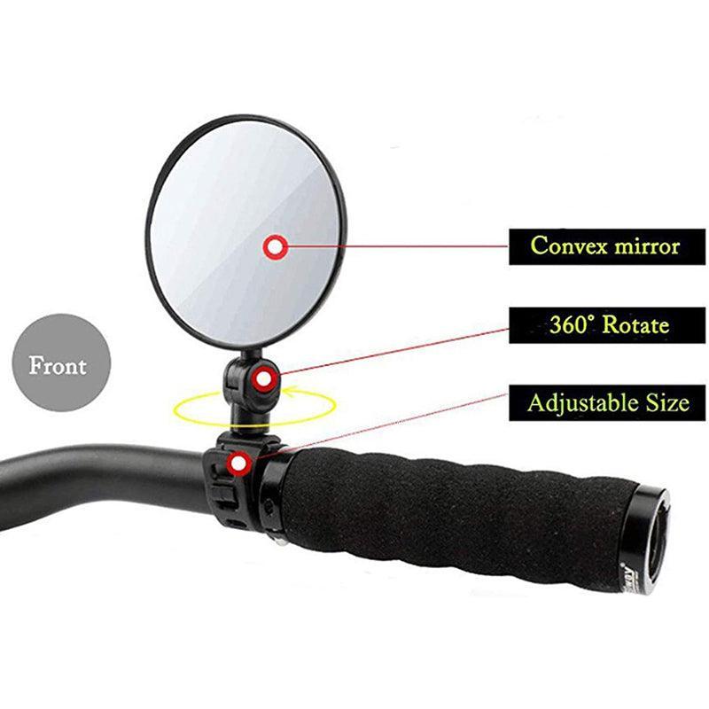 2PCS 360 Degree Bicycle Rearview Mirror Handlebar Mount Adjustable - Image 4