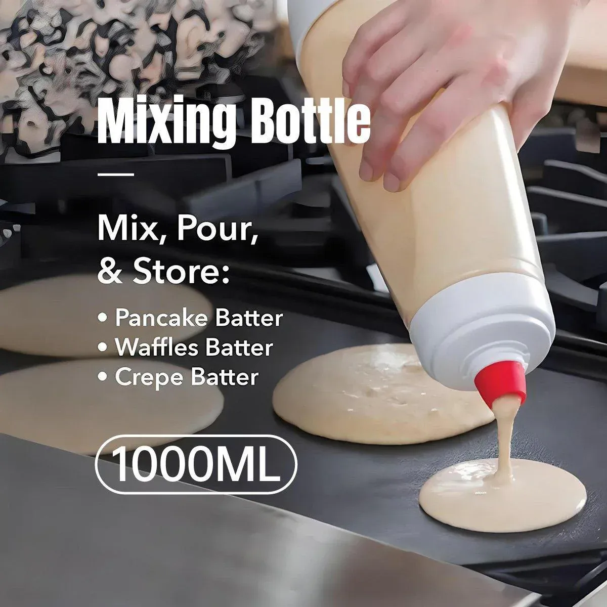 1000ml Hand Crank Batter Dispenser Mixing Jug with Scale for Muffins Pancakes - Image 1