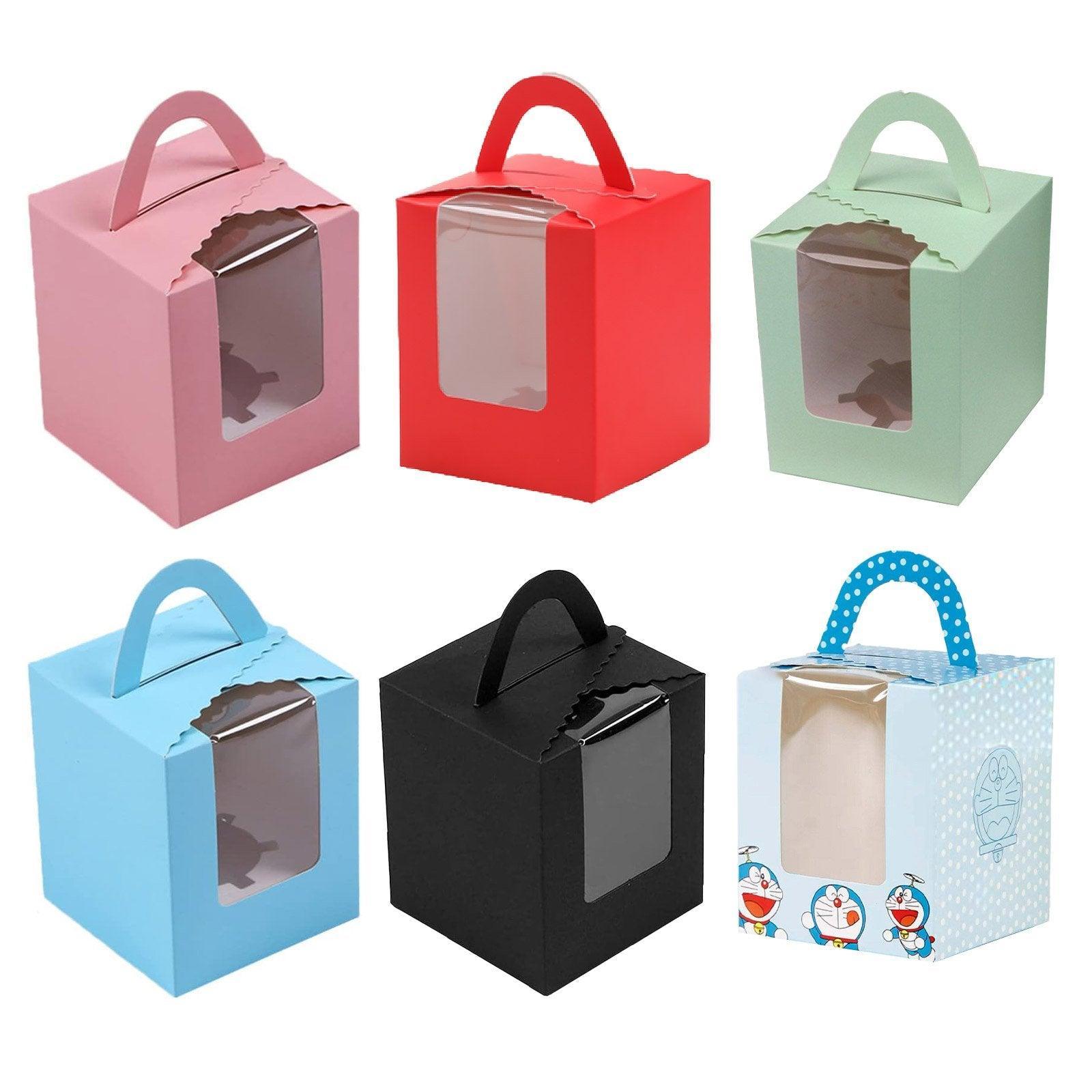 50 Pack Premium Cupcake Boxes with Window Thickened Cardboard Muffin Holders - Black - Image 2