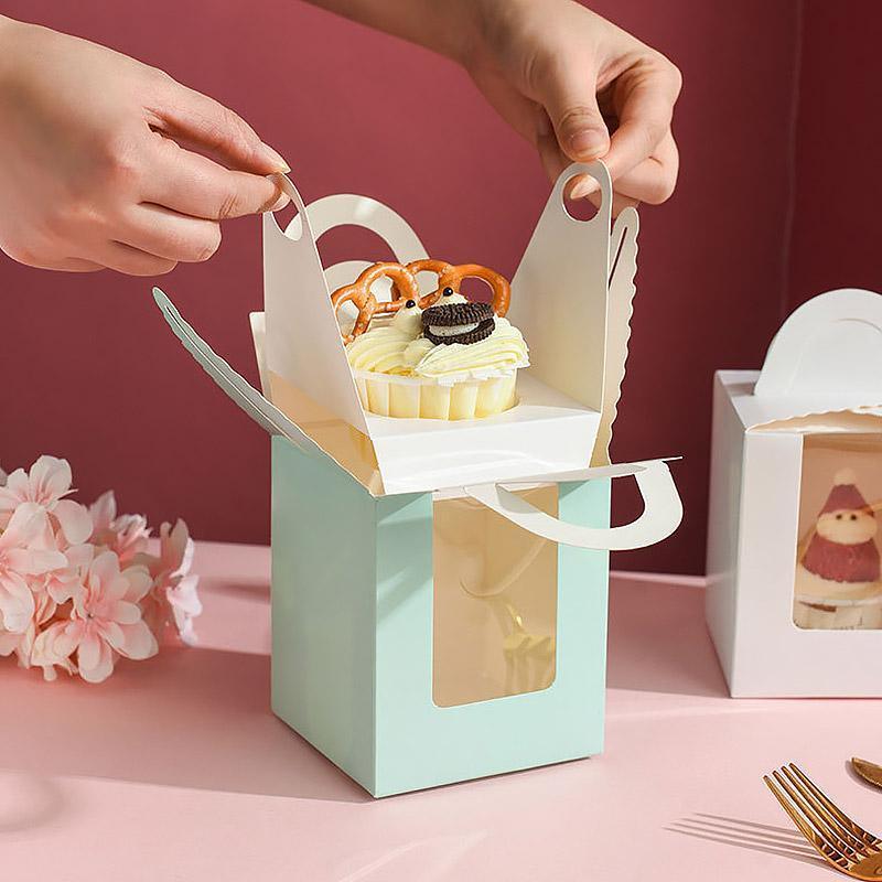 50 Pack Premium Cupcake Boxes with Window Thickened Cardboard Muffin Holders - Black - Image 4