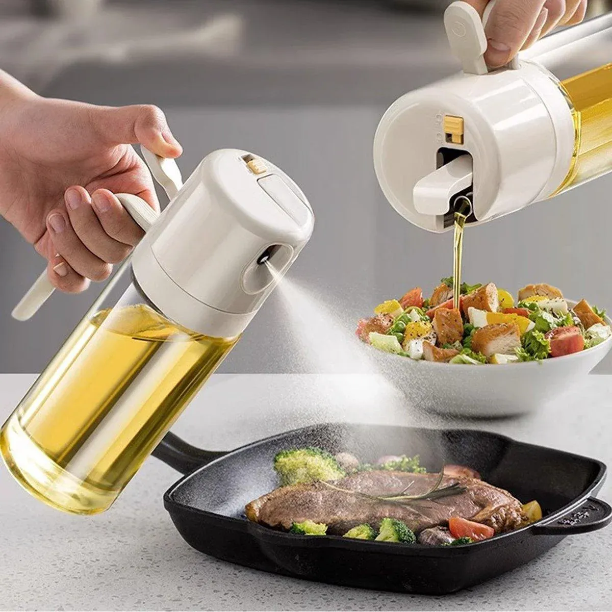 2 in1 Olive Oil Sprayer Dispenser Cooking Baking BBQ Spray Bottle Kitchen Tool - Image 4