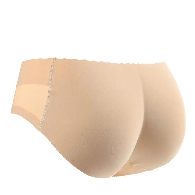 Beige Seamless Padded Butt Lifter Briefs Hip Enhancer Underwear for Women - S ( Hipline:80-84cm ) - Image 1