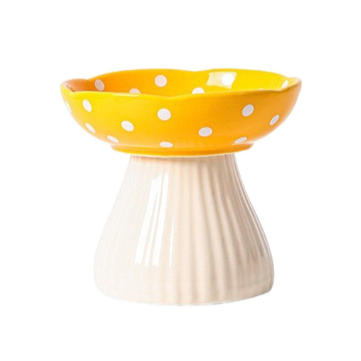 Pet Elevated Mushroom Bowl Ceramic Cat Dog Bowl Dish Food Feeder Raised Cat Bowl - Red - Image 7