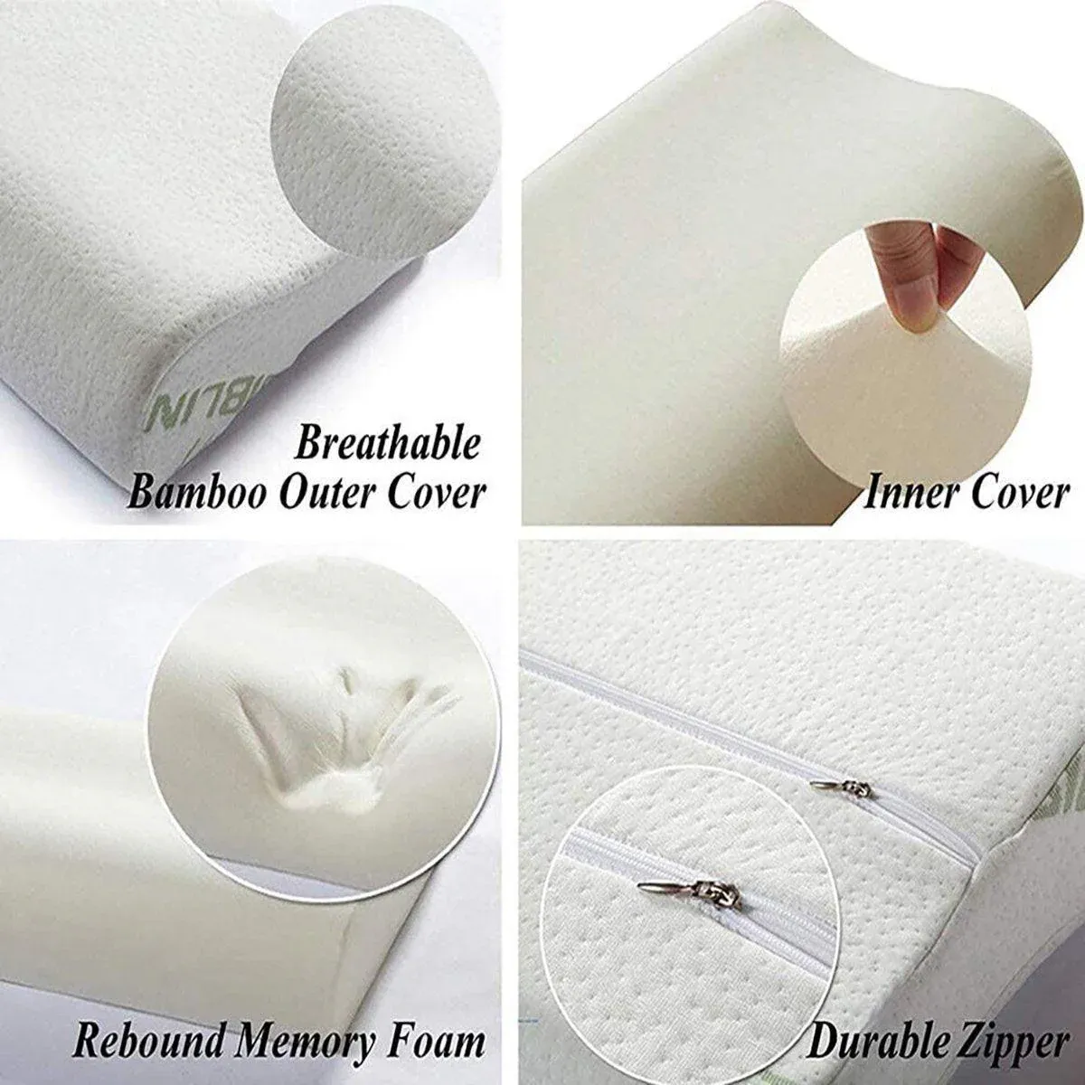 1/2PCS Memory Foam Neck Pillow Wavy Contour Slow Rebound Pillow - 50x30x10cm-2pcs - Image 4
