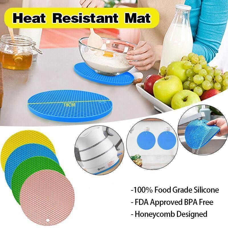 2Pcs Silicone Pot Holder Trivet Mat Hot Pads Non-Slip Heat Resistant Bpa Free - Image 1