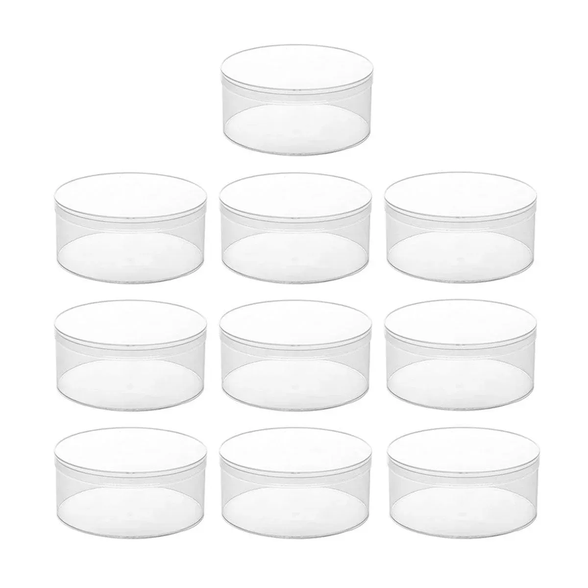 10pcs Clear Round Gift Boxes Plastic Candy Storage Containers for Party Favors - 15x6.5cm - Image 2
