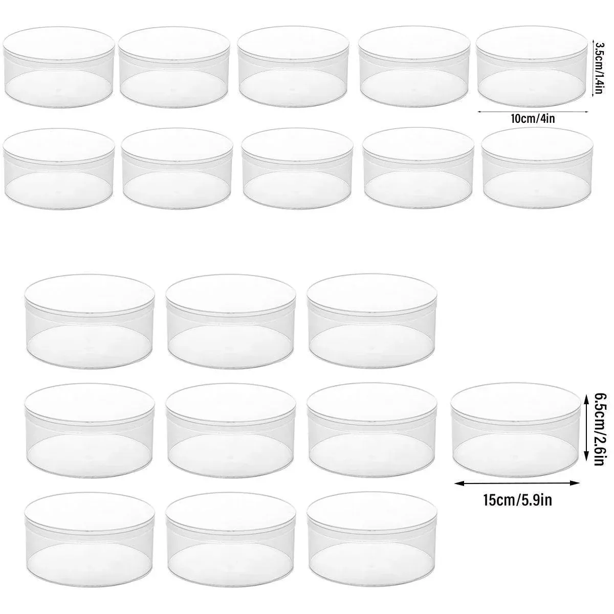 10pcs Clear Round Gift Boxes Plastic Candy Storage Containers for Party Favors - 15x6.5cm - Image 3