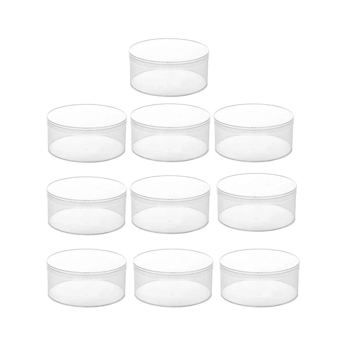 10pcs Clear Round Gift Boxes Plastic Candy Storage Containers for Party Favors - 15x6.5cm - Image 7