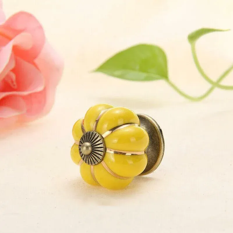 Pumpkin Ceramic Vintage Door Knobs Cabinet Drawer Cupboard Kitchen Pull Handle - Image 4