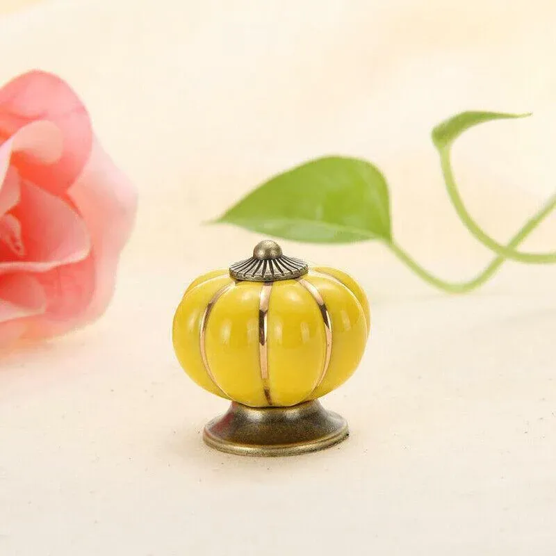 Pumpkin Ceramic Vintage Door Knobs Cabinet Drawer Cupboard Kitchen Pull Handle - Image 7