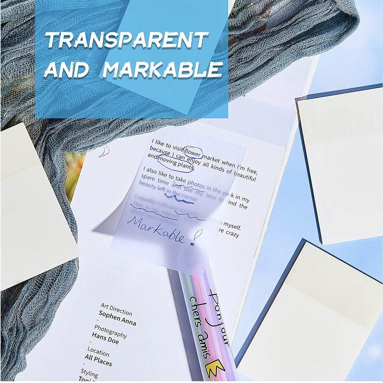 50 Sheets Clear Sticky Notes Pad Waterproof Self-Adhesive Memo Message Note Au - 50 Sheets - Image 3