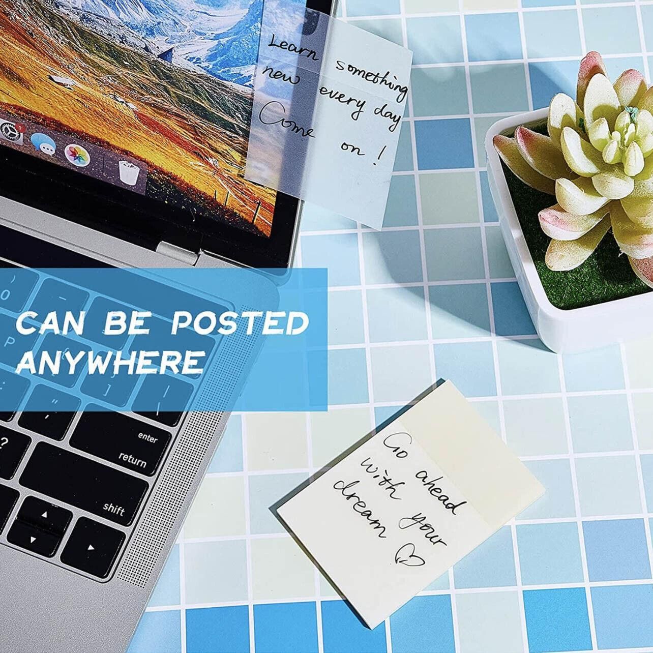 50 Sheets Clear Sticky Notes Pad Waterproof Self-Adhesive Memo Message Note Au - 50 Sheets - Image 4