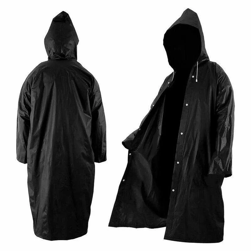 Waterproof Raincoat Jacket Mens Womens Long Hooded Rainwear Eva Rain Coat Au - Image 2